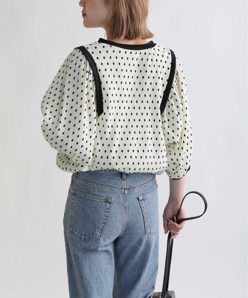 PICCIN（ピッチン）の「ドット楊柳プリントブラウス（シャツ/ブラウス・レディース・ブラック/オフホワイト・M/L）」の15枚目の写真