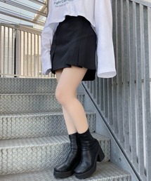 サイドプリーツミニスカート