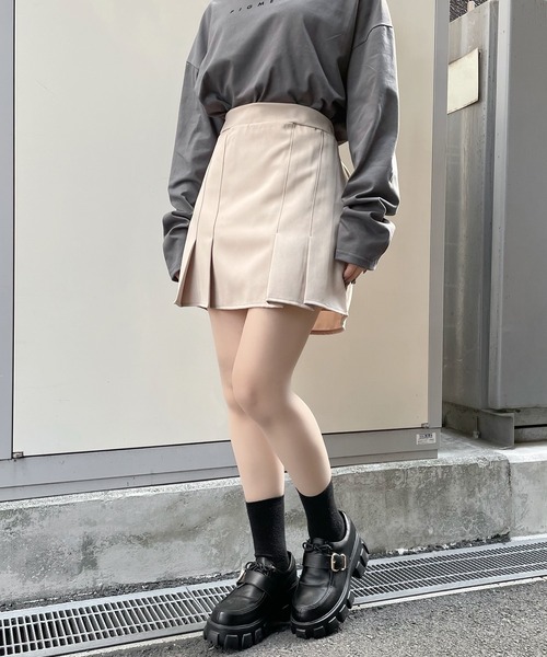 Figments(フィグメンツ)の「サイドプリーツミニスカート(スカート・レディース・ブラック/ベージュ・FREE)」の10枚目の写真