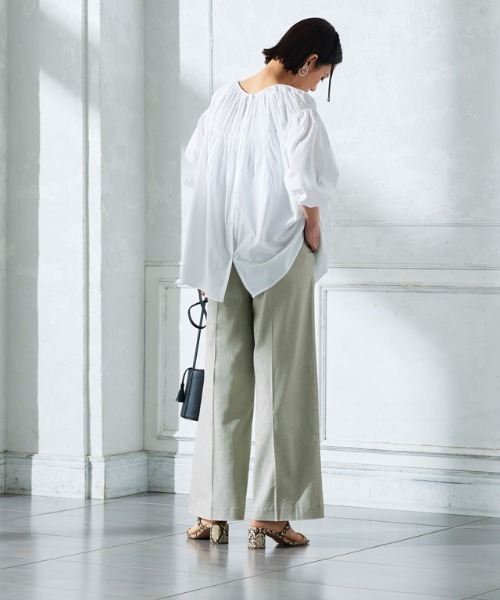 RASW(ラス)の「RASW リネン混ボックスパンツ(その他パンツ・レディース・ネイビー/ミント/キナリ・M/L/PM)」の6枚目の写真