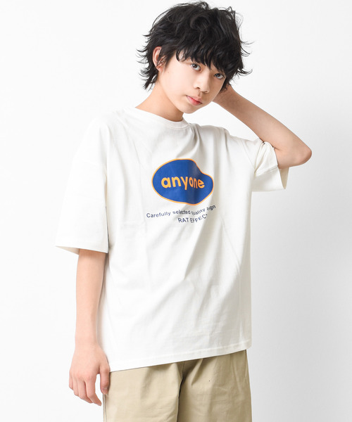 RAT EFFECT（ラットエフェクト）の「anyoneサークルロゴプリントTシャツ（Tシャツ/カットソー・キッズ・オフホワイト/チャコールグレー/ブラック/ライトグレー/ライトブルー・120/130/140/150/160）」の2枚目の写真