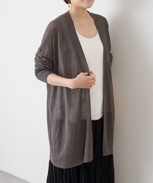 BEARDSLEY(ビアズリー)の「麻混シンプルカーディガン(カーディガン/ボレロ・レディース・チャコールグレー/ベージュ・FREE)」の1枚目の写真