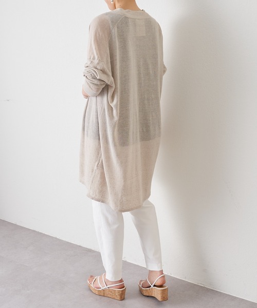 BEARDSLEY(ビアズリー)の「麻混シンプルカーディガン(カーディガン/ボレロ・レディース・チャコールグレー/ベージュ・FREE)」の4枚目の写真