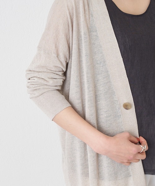 BEARDSLEY(ビアズリー)の「麻混シンプルカーディガン(カーディガン/ボレロ・レディース・チャコールグレー/ベージュ・FREE)」の9枚目の写真
