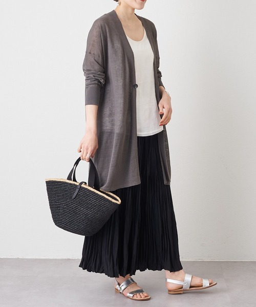 BEARDSLEY(ビアズリー)の「麻混シンプルカーディガン(カーディガン/ボレロ・レディース・チャコールグレー/ベージュ・FREE)」の11枚目の写真