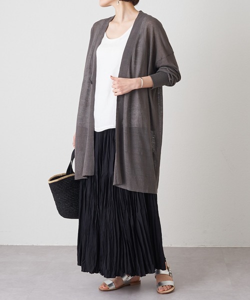 BEARDSLEY(ビアズリー)の「麻混シンプルカーディガン(カーディガン/ボレロ・レディース・チャコールグレー/ベージュ・FREE)」の13枚目の写真