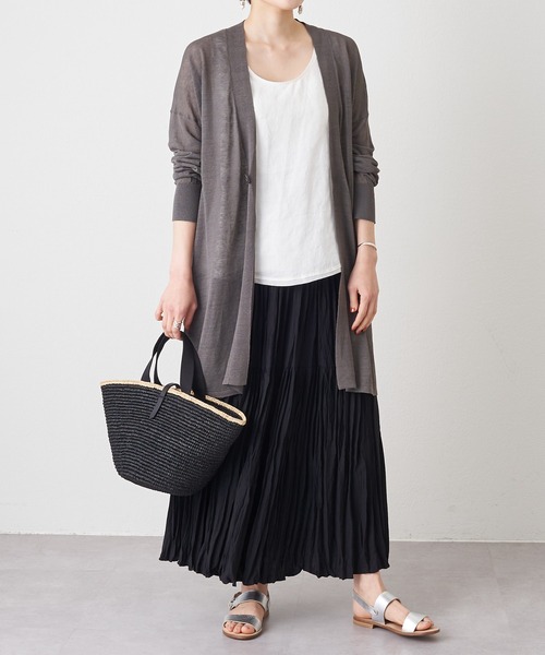 BEARDSLEY(ビアズリー)の「麻混シンプルカーディガン(カーディガン/ボレロ・レディース・チャコールグレー/ベージュ・FREE)」の14枚目の写真