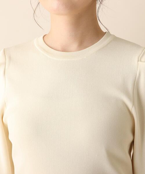 OPAQUE.CLIP（オペークドットクリップ）の「◆総針ショルダータックニット（ニット/セーター・レディース・ダークグリーン/オフホワイト/イエロー・38）」の8枚目の写真