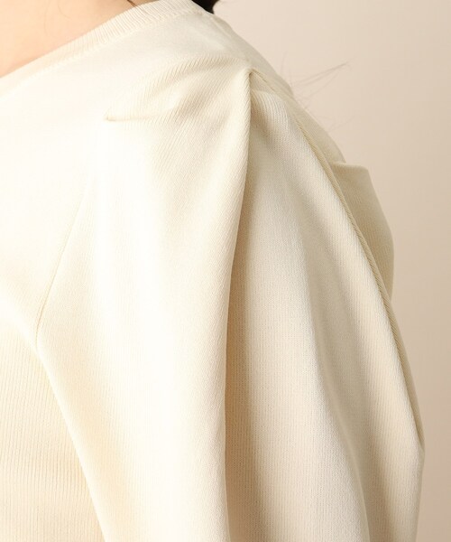 OPAQUE.CLIP（オペークドットクリップ）の「◆総針ショルダータックニット（ニット/セーター・レディース・ダークグリーン/オフホワイト/イエロー・38）」の9枚目の写真