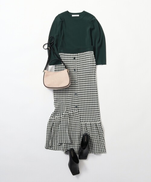 OPAQUE.CLIP（オペークドットクリップ）の「◆総針ショルダータックニット（ニット/セーター・レディース・ダークグリーン/オフホワイト/イエロー・38）」の21枚目の写真