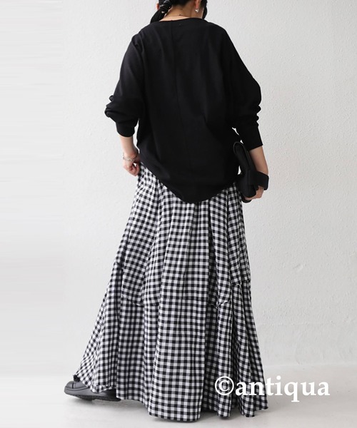 antiqua(アンティカ)の「ギンガムチェックフレアスカート(スカート・レディース・ブラック・FREE)」の18枚目の写真