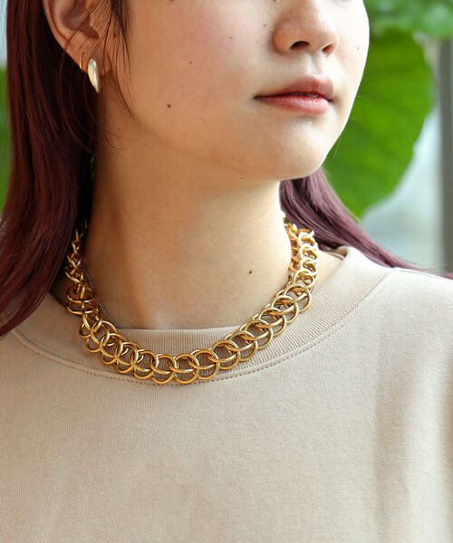 Ray BEAMS(レイビームス)の「Ray BEAMS / デッドストック ダブル リングチェーン ネックレス(ネックレス・レディース・ゴールド・ONE SIZE)」の2枚目の写真