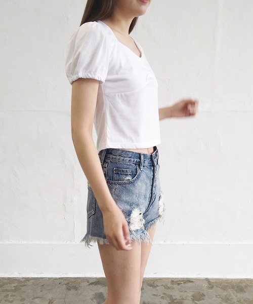 Alite cloth(アリーテクロス)の「袖バルーントップス(Tシャツ/カットソー・レディース・ホワイト/ブラック・M/L)」の5枚目の写真