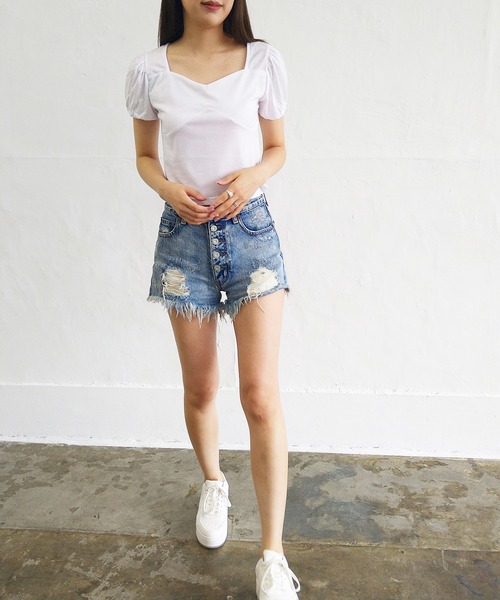 Alite cloth(アリーテクロス)の「袖バルーントップス(Tシャツ/カットソー・レディース・ホワイト/ブラック・M/L)」の6枚目の写真
