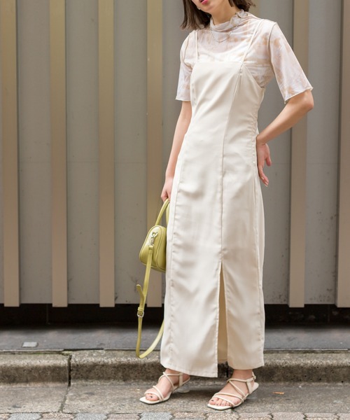 SpRay（スプレイ）の「サイドスリットキャミワンピース（ワンピース・レディース・グレイッシュベージュ/モカ/アイボリー/ブラック/キャメル/ダークグリーン・FREE）」の16枚目の写真