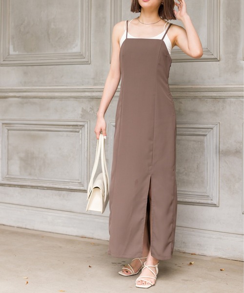 SpRay（スプレイ）の「サイドスリットキャミワンピース（ワンピース・レディース・グレイッシュベージュ/モカ/アイボリー/ブラック/キャメル/ダークグリーン・FREE）」の17枚目の写真