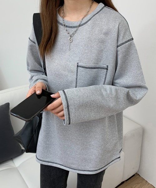 ABITOKYO(アビトーキョー)の「オーバーサイズ配色ステッチトップス(スウェット・レディース・ブラック/ホワイト/グレー・M/L)」の6枚目の写真