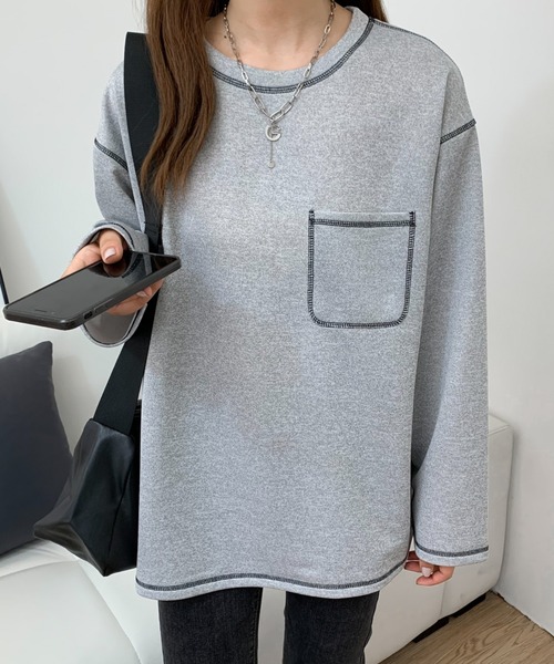 ABITOKYO(アビトーキョー)の「オーバーサイズ配色ステッチトップス(スウェット・レディース・ブラック/ホワイト/グレー・M/L)」の10枚目の写真