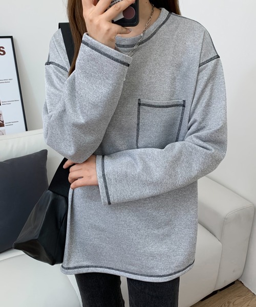 ABITOKYO(アビトーキョー)の「オーバーサイズ配色ステッチトップス(スウェット・レディース・ブラック/ホワイト/グレー・M/L)」の11枚目の写真