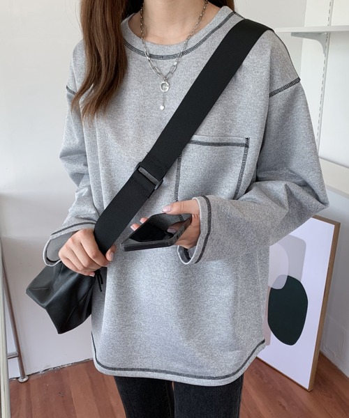 ABITOKYO(アビトーキョー)の「オーバーサイズ配色ステッチトップス(スウェット・レディース・ブラック/ホワイト/グレー・M/L)」の8枚目の写真