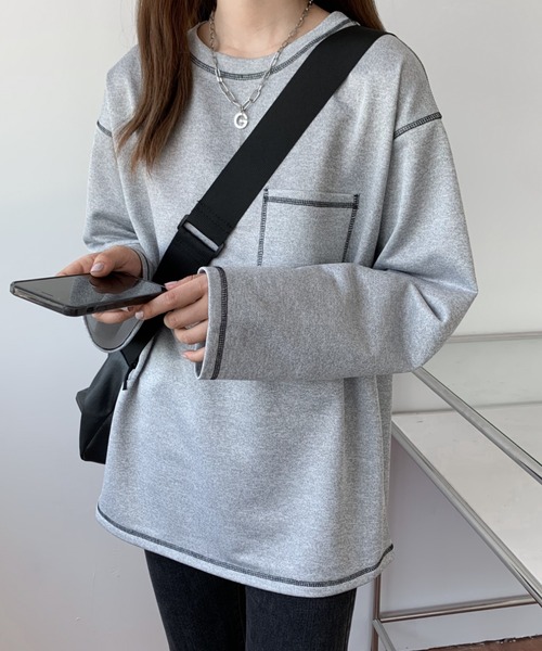ABITOKYO(アビトーキョー)の「オーバーサイズ配色ステッチトップス(スウェット・レディース・ブラック/ホワイト/グレー・M/L)」の14枚目の写真