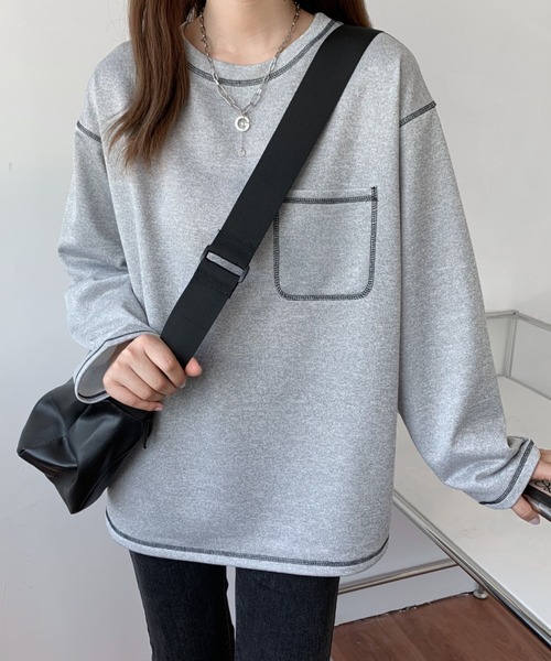 ABITOKYO(アビトーキョー)の「オーバーサイズ配色ステッチトップス(スウェット・レディース・ブラック/ホワイト/グレー・M/L)」の15枚目の写真
