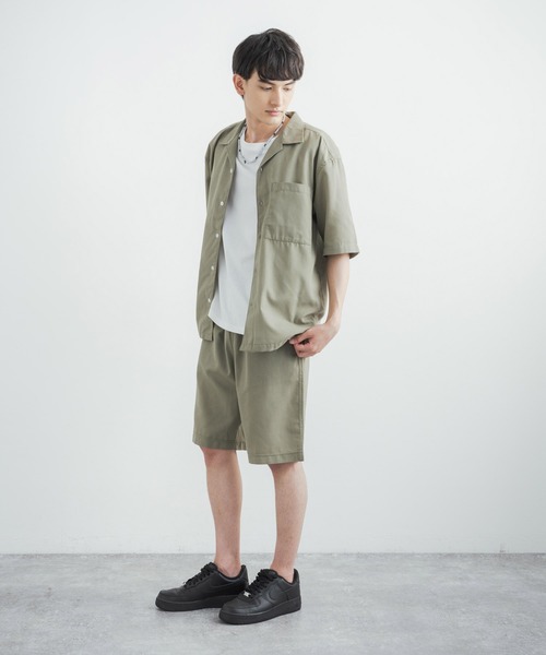 Rocky Monroe(ロッキーモンロー)の「セットアップ オーバーサイズ 半袖オープンカラーシャツ&ワイドイージーショートパンツ TCパナマ(セットアップ・メンズ・ブラック/ベージュ/ネイビー/カーキ・LL/M/L)」の5枚目の写真