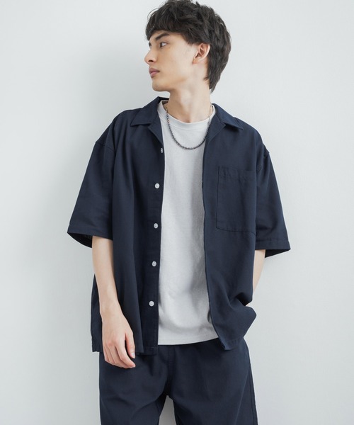 Rocky Monroe(ロッキーモンロー)の「セットアップ オーバーサイズ 半袖オープンカラーシャツ&ワイドイージーショートパンツ TCパナマ(セットアップ・メンズ・ブラック/ベージュ/ネイビー/カーキ・LL/M/L)」の8枚目の写真