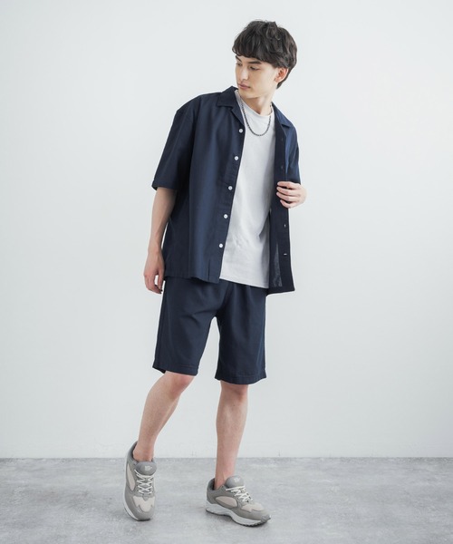 Rocky Monroe(ロッキーモンロー)の「セットアップ オーバーサイズ 半袖オープンカラーシャツ&ワイドイージーショートパンツ TCパナマ(セットアップ・メンズ・ブラック/ベージュ/ネイビー/カーキ・LL/M/L)」の9枚目の写真