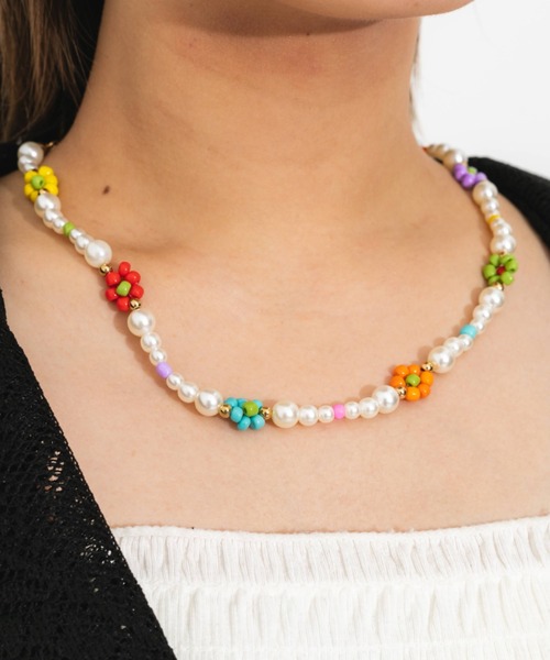 nemne store(ネンネストア)の「【accessory】パールビーズネックレス(ネックレス・レディース・ブラック/イエロー/レインボー・フリー)」の3枚目の写真