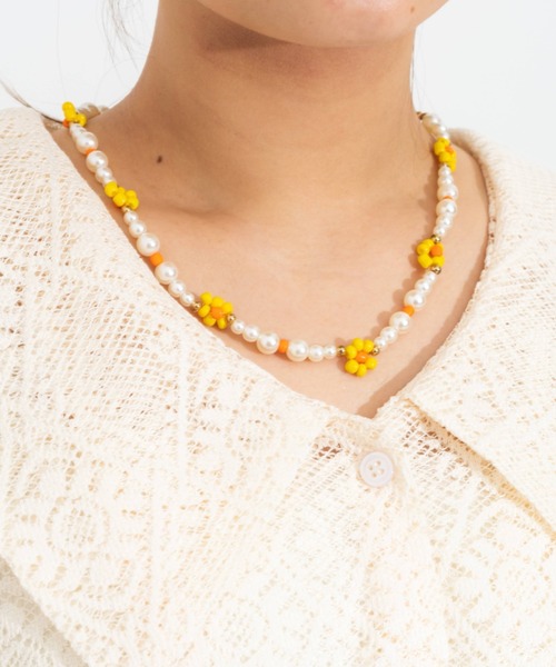 nemne store(ネンネストア)の「【accessory】パールビーズネックレス(ネックレス・レディース・ブラック/イエロー/レインボー・フリー)」の5枚目の写真