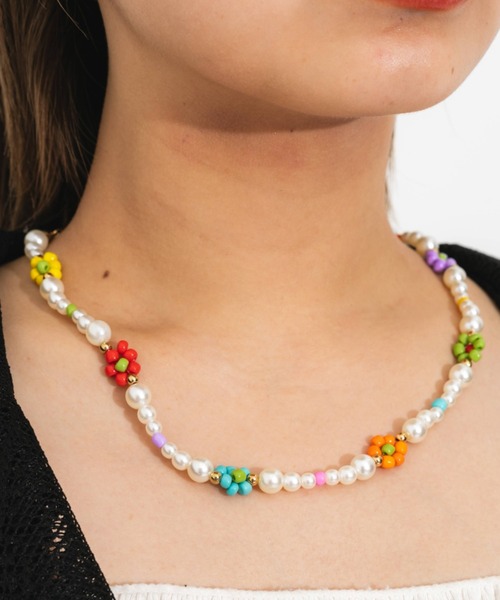 nemne store(ネンネストア)の「【accessory】パールビーズネックレス(ネックレス・レディース・ブラック/イエロー/レインボー・フリー)」の8枚目の写真