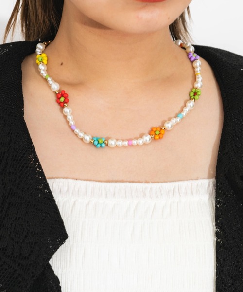 nemne store(ネンネストア)の「【accessory】パールビーズネックレス(ネックレス・レディース・ブラック/イエロー/レインボー・フリー)」の6枚目の写真