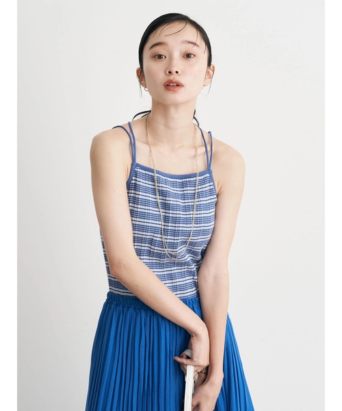 earth music&ecology（アースミュージックアンドエコロジー）の「カップ付きランダムテレコキャミソール（キャミソール・レディース・ダークブラウン/グリーン/アイボリー/ブルー・S/M）」の10枚目の写真