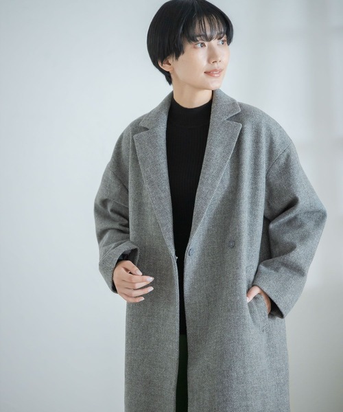 LEPSIM(レプシィム)の「TRチェスターチェックコート 277801(チェスターコート・レディース・グレー/ブラウン・TALL/FREE)」の3枚目の写真