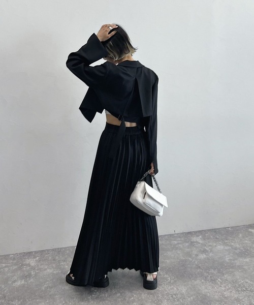 PAGEBOY（ページボーイ）の「CORE / ショールショートジャケット（テーラードジャケット・レディース・ブラック/グレー・FREE）」の4枚目の写真