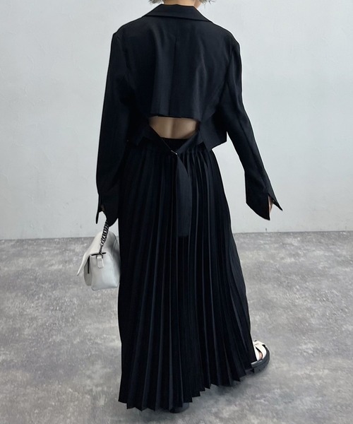 PAGEBOY（ページボーイ）の「CORE / ショールショートジャケット（テーラードジャケット・レディース・ブラック/グレー・FREE）」の5枚目の写真