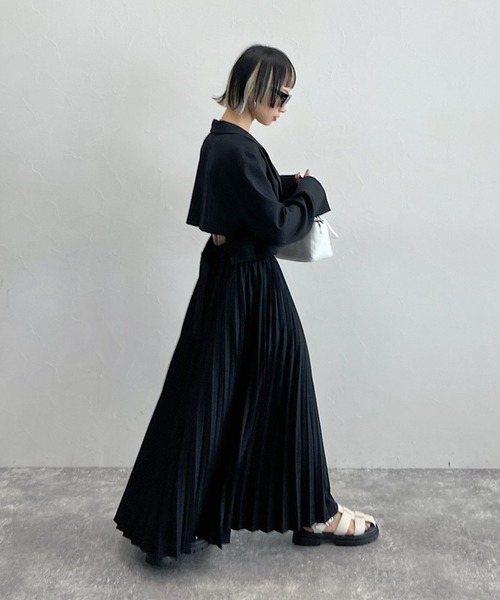 PAGEBOY（ページボーイ）の「CORE / ショールショートジャケット（テーラードジャケット・レディース・ブラック/グレー・FREE）」の6枚目の写真