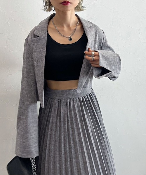 PAGEBOY（ページボーイ）の「CORE / ショールショートジャケット（テーラードジャケット・レディース・ブラック/グレー・FREE）」の7枚目の写真