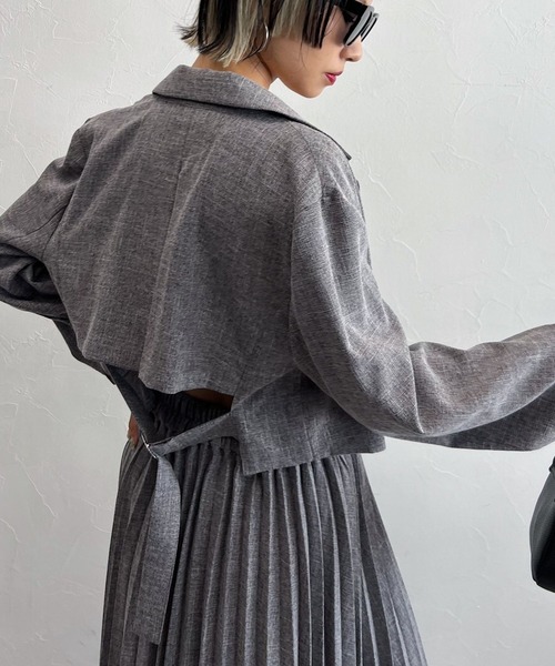 PAGEBOY（ページボーイ）の「CORE / ショールショートジャケット（テーラードジャケット・レディース・ブラック/グレー・FREE）」の8枚目の写真