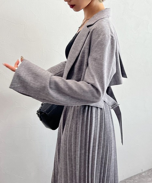 PAGEBOY（ページボーイ）の「CORE / ショールショートジャケット（テーラードジャケット・レディース・ブラック/グレー・FREE）」の9枚目の写真