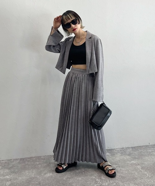 PAGEBOY（ページボーイ）の「CORE / ショールショートジャケット（テーラードジャケット・レディース・ブラック/グレー・FREE）」の11枚目の写真