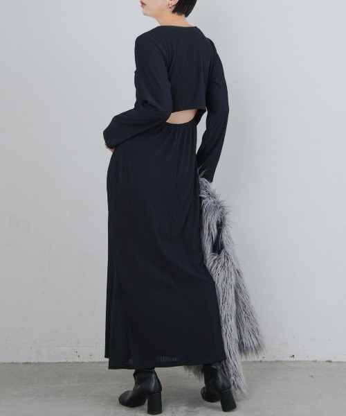 Aunt Marie's（アントマリーズ）の「バックオープンリブワンピース（ワンピース・レディース・ブラウン/ブラック・FREE/MEDIUM/TALL）」の2枚目の写真