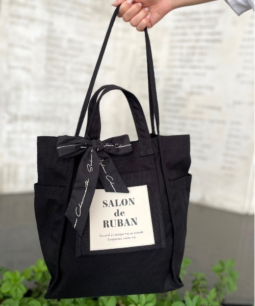 SALON de RUBAN（サロンドルヴァン）の「【SALON de RUBAN / サロン ド ルヴァン】 web限定 2way キャンバストートバッグ（トートバッグ・レディース・ホワイト/ブラック/ホワイト×ブラック・FREE）」の14枚目の写真