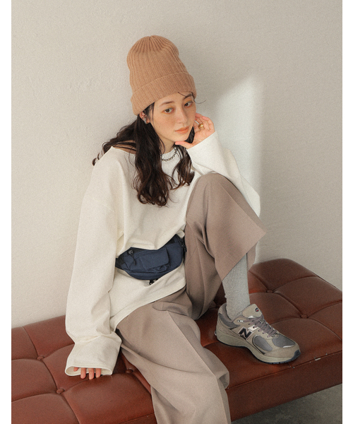 TWEED MILL（ツイードミル）の「【TWEEDMILL/ツイードミル】リブニット帽（ニットキャップ/ビーニー・レディース・ブルー系その他/キャメル/ブラック/グリーン・FREE）」の6枚目の写真