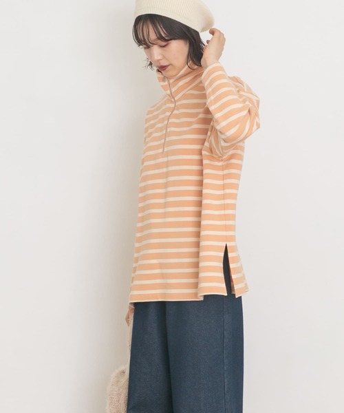 UR Lab.（アーバンリサーチラボ）の「ハーフジッププルオーバー（Tシャツ/カットソー・レディース・ブラック/ブラウン/ブルー/ピンクベージュ・FREE）」の12枚目の写真
