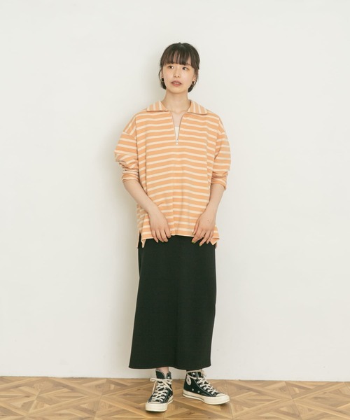 UR Lab.（アーバンリサーチラボ）の「ハーフジッププルオーバー（Tシャツ/カットソー・レディース・ブラック/ブラウン/ブルー/ピンクベージュ・FREE）」の9枚目の写真