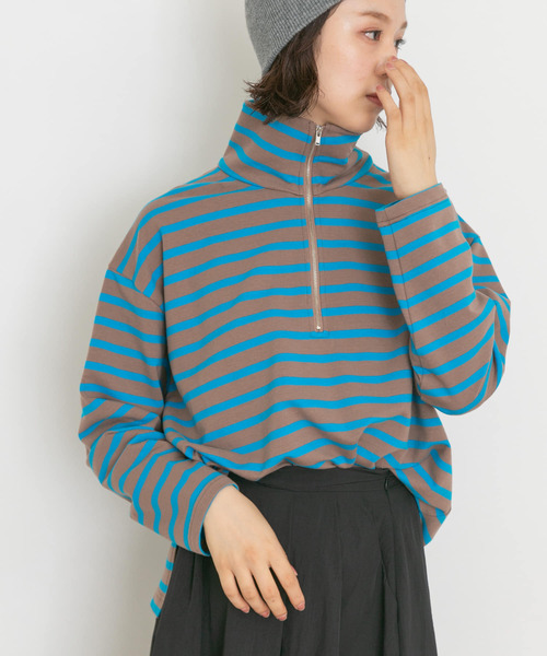 UR Lab.（アーバンリサーチラボ）の「ハーフジッププルオーバー（Tシャツ/カットソー・レディース・ブラック/ブラウン/ブルー/ピンクベージュ・FREE）」の6枚目の写真