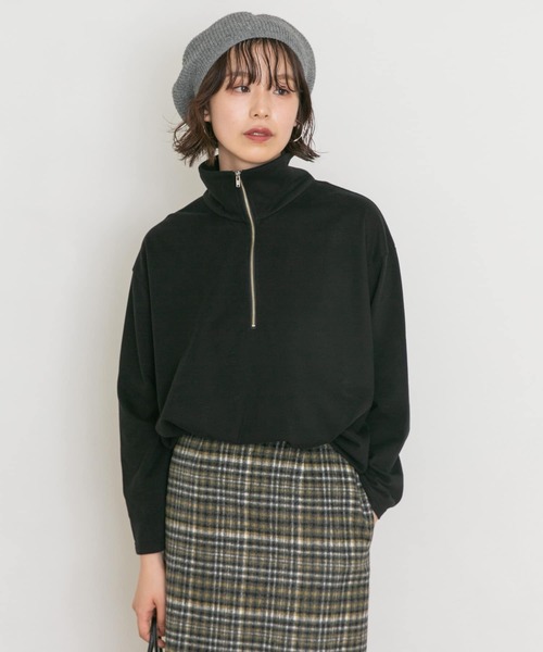 UR Lab.（アーバンリサーチラボ）の「ハーフジッププルオーバー（Tシャツ/カットソー・レディース・ブラック/ブラウン/ブルー/ピンクベージュ・FREE）」の7枚目の写真