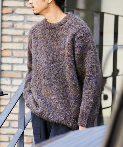 FREAK'S STORE（フリークスストア）の「FREAK'S STORE/フリークスストア シャギーニット プルオーバー/クルーネック（ニット/セーター・メンズ・ネイビー/モスグリーン/ベージュ/ブラウン/マスタード・MEDIUM/SMALL/LARGE）」の8枚目の写真